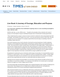 Times of San Diego, A Journey of Courage, Education and Purpose Article