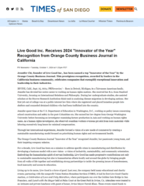 Times of San Diego Innovator of the Year article